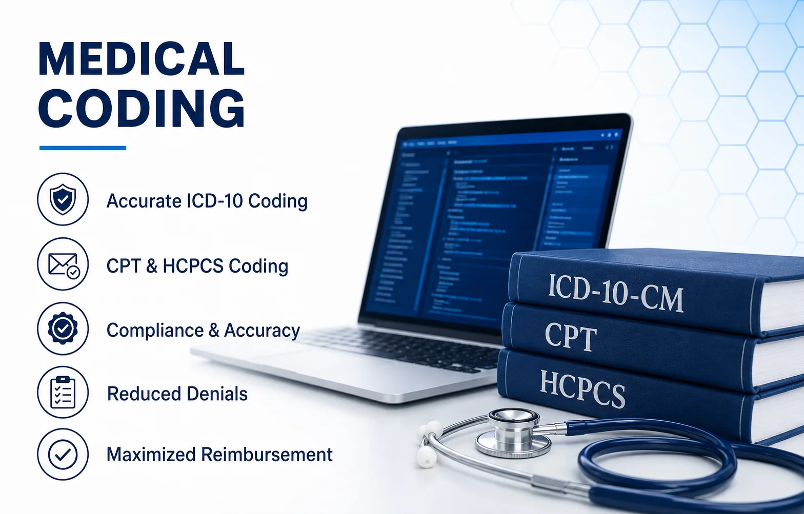 Medical Coding: accurate ICD-10 coding, CPT & HCPCS coding, compliance & accuracy, reduced denials, maximized reimbursement